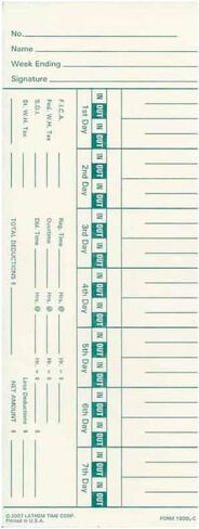 بطاقات الوقت Lathem 1900L-C - جانب واحد، أسبوعيًا in Kuwait