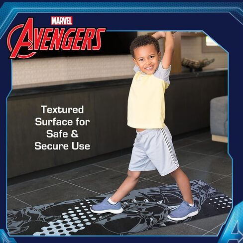Marvel Black Panther Kids Yoga Mat Non Slip, All Purpose PVC Fitness and Workout Mat for Boys and Girls, Black, 3 mm in Saudi Arabia