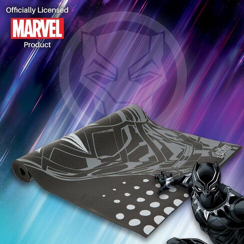 Marvel Black Panther Kids Yoga Mat Non Slip, All Purpose PVC Fitness and Workout Mat for Boys and Girls, Black, 3 mm in Saudi Arabia