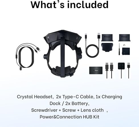 سماعات Pimax Crystal Sim VR - محركات مزدوجة لجهاز الكمبيوتر VR وسماعات الواقع الافتراضي الكل في واحد، لوحات QLED مزدوجة + Mini-Led بدقة 5760x2880، أسود أنقى وشفاف كريستالي، 256 جيجا in Kuwait