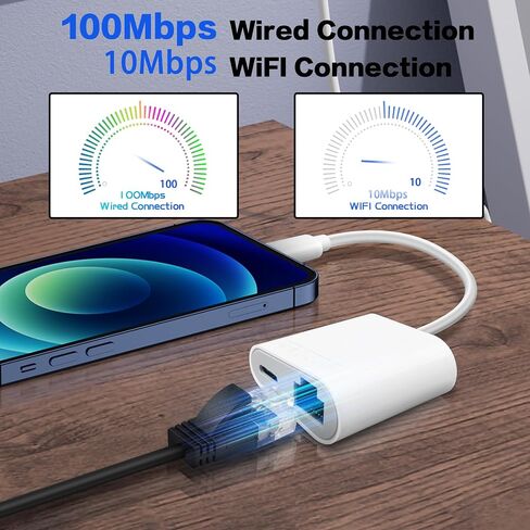 محول YAODHAOD USB C إلى إيثرنت مع الشحن، 2 في 1 من النوع C إلى محول إيثرنت RJ45، يدعم شبكة إيثرنت 100 ميجابت في الثانية متوافقة مع أجهزة Android/i-Pad Pro/Mac/Galaxy وUSB C in Saudi Arabia