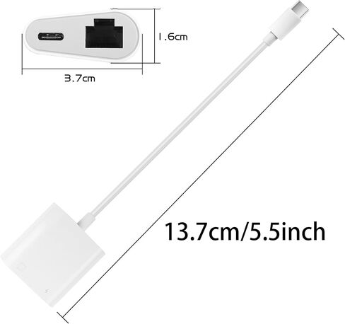 محول YAODHAOD USB C إلى إيثرنت مع الشحن، 2 في 1 من النوع C إلى محول إيثرنت RJ45، يدعم شبكة إيثرنت 100 ميجابت في الثانية متوافقة مع أجهزة Android/i-Pad Pro/Mac/Galaxy وUSB C in Saudi Arabia