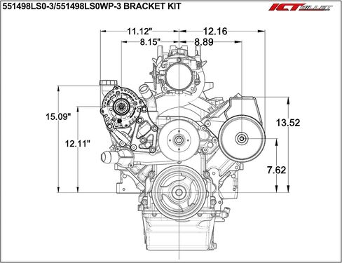 ICT Billet LS Turnbuckle Alternator Relocation Kit w/ LS1 Power Steering and Water Pump Made in USA Aluminum Compatible with GM Chevy 5.3 6.0 6.2 LS1 LM7 LR4 LQ4 LS6 L59 LQ9 LM4 L33 in Saudi Arabia