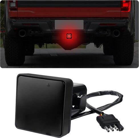carleef 15 LED Trailer Hitch Brake Light,12V Red Lights Smoked Tail Lights Fits 2" Receiver with 4-pin Adapter,Hitch Light Automotive Exterior Accessories for Truck Trailer SUV (Black) in Saudi Arabia