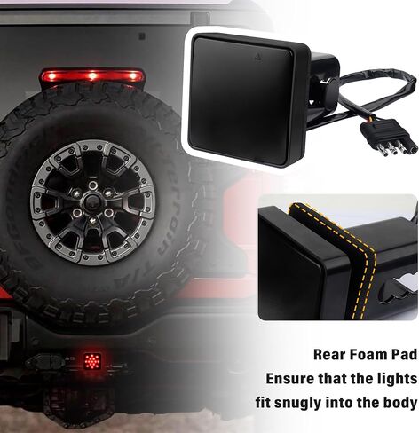 carleef 15 LED Trailer Hitch Brake Light,12V Red Lights Smoked Tail Lights Fits 2" Receiver with 4-pin Adapter,Hitch Light Automotive Exterior Accessories for Truck Trailer SUV (Black) in Saudi Arabia