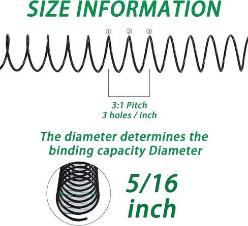 Rayson MTSR3179-100BK Metal Coil Spiral for Binding, 3:1 Pitch, 36-Loops, 5/16" Spiral Binding Coil Metal, Black Color & Pack of 100 in Saudi Arabia