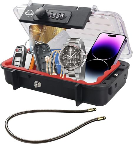 Portable Safe Box,Translucency Combination Safe with Removable Cable,Set Your Own Combination,For Travel,Family and Outdoor Camping Activities Red in Saudi Arabia