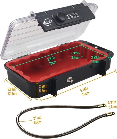 Portable Safe Box,Translucency Combination Safe with Removable Cable,Set Your Own Combination,For Travel,Family and Outdoor Camping Activities Red in Saudi Arabia