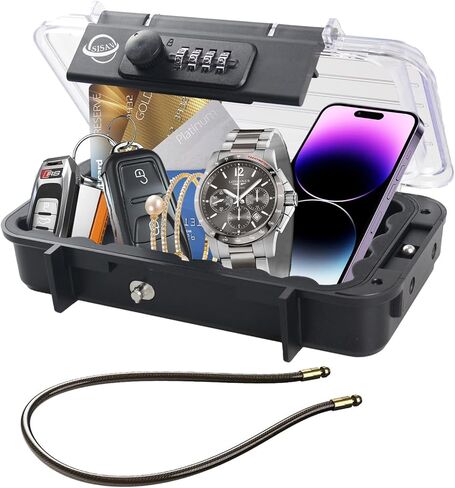 Portable Safe Box,Translucency Combination Safe with Removable Cable,Set Your Own Combination,For Travel,Family and Outdoor Camping Activities Red in Kuwait