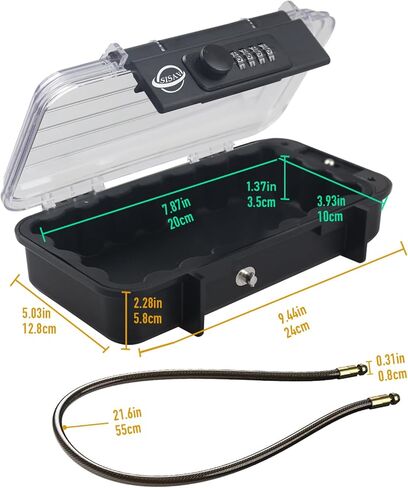 Portable Safe Box,Translucency Combination Safe with Removable Cable,Set Your Own Combination,For Travel,Family and Outdoor Camping Activities Red in Kuwait