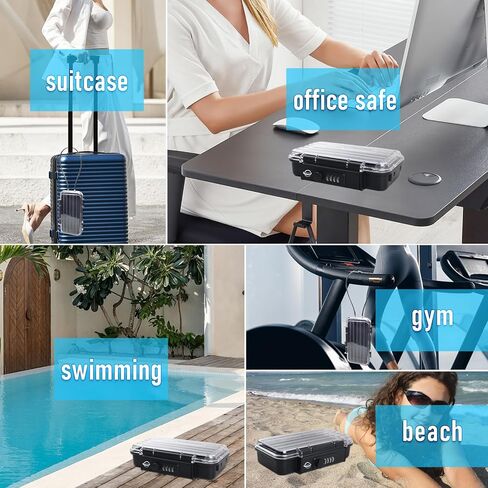 Portable Safe Box,Translucency Combination Safe with Removable Cable,Set Your Own Combination,For Travel,Family and Outdoor Camping Activities Red in Kuwait