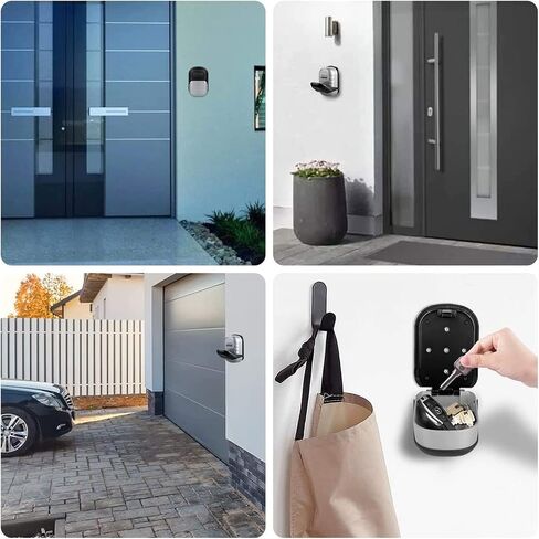 Key Safe Lock Box for Outside, House Key Storage Box with 4 Digit Resettable Combination Code Secure Wall Mounted Lock Box Hide Keys with Mounting Kit & Waterproof Cover (Silver) in Saudi Arabia