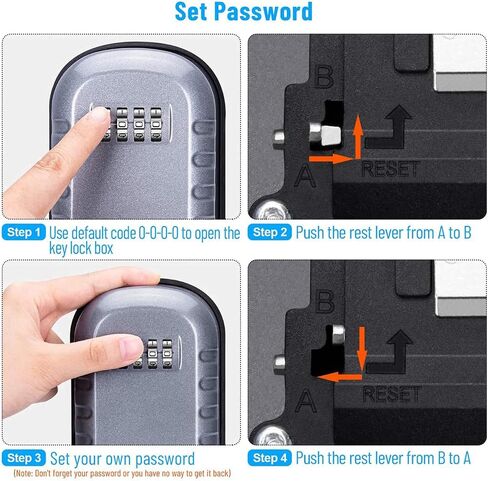 Key Safe Lock Box for Outside, House Key Storage Box with 4 Digit Resettable Combination Code Secure Wall Mounted Lock Box Hide Keys with Mounting Kit & Waterproof Cover (Silver) in Saudi Arabia
