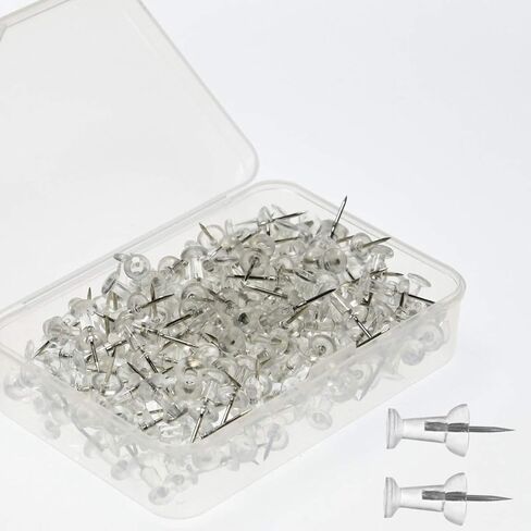 Push Pin Map Tacks Colored Decorative Thumb Tacks Cork-Board Bulletin Board Clear Pins Photos Calendar Art Craft Project Home Office Suppliers Pack 200,Clear White in Kuwait