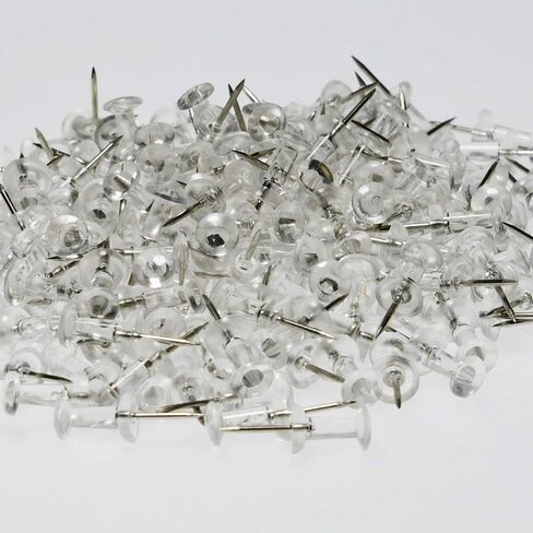 Push Pin Map Tacks Colored Decorative Thumb Tacks Cork-Board Bulletin Board Clear Pins Photos Calendar Art Craft Project Home Office Suppliers Pack 200,Clear White in Kuwait