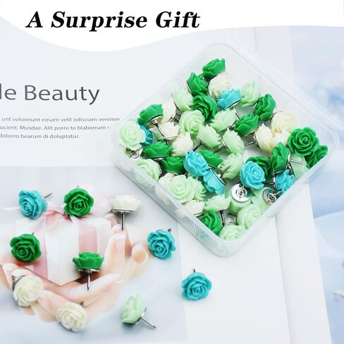 60Pcs Decorative Pushpins, Red Rose Flower Push Pin with Gradient Color, Cork Board Tacks, Bulletin Board Tacks, Thumb Tack Decorative for CorkBoard, Office Organization, School or Home in Saudi Arabia