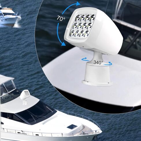 قارب بقعة ضوء الأضواء البحرية للقوارب البحث أضواء LED لاسلكي للتحكم عن بعد 60 واط 12-24 فولت in Kuwait