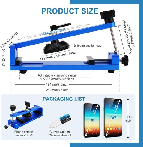 آلة أداة فصل شاشة الهاتف MXBAOHENG مع كوب شفط، مجموعة أدوات إزالة شاشة الهاتف المحمول لشاشة الهاتف LCD 6 بوصة 6.4 بوصة (أزرق) in Kuwait