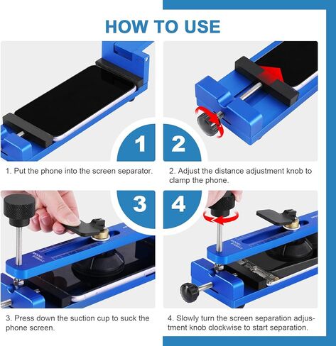 آلة أداة فصل شاشة الهاتف MXBAOHENG مع كوب شفط، مجموعة أدوات إزالة شاشة الهاتف المحمول لشاشة الهاتف LCD 6 بوصة 6.4 بوصة (أزرق) in Kuwait