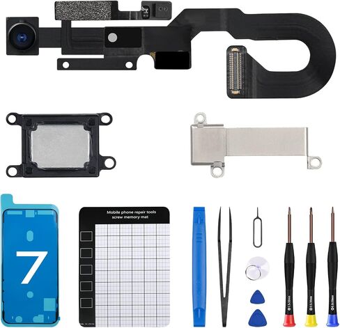 for iPhone 7 Front Camera Replacement 7MP 4.7" Repair Kit Earpiece Ear Speaker Replacement OEM Module Part with Proximity Sensor Ambient Light Sensor Flex Cable Fix Tools A1660 A1778 A1779 in Saudi Arabia