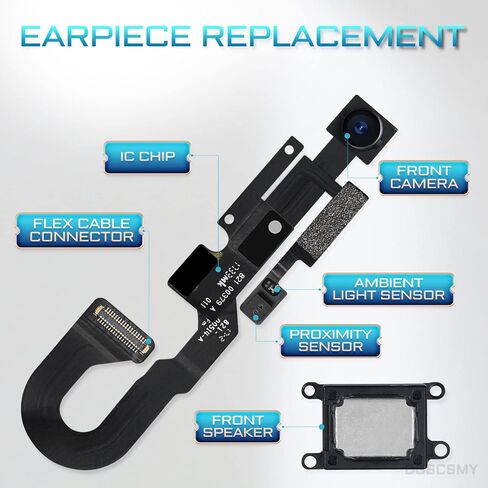 for iPhone 7 Front Camera Replacement 7MP 4.7" Repair Kit Earpiece Ear Speaker Replacement OEM Module Part with Proximity Sensor Ambient Light Sensor Flex Cable Fix Tools A1660 A1778 A1779 in Saudi Arabia
