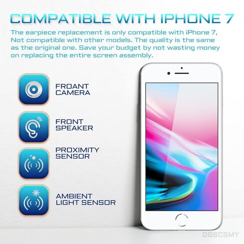 for iPhone 7 Front Camera Replacement 7MP 4.7" Repair Kit Earpiece Ear Speaker Replacement OEM Module Part with Proximity Sensor Ambient Light Sensor Flex Cable Fix Tools A1660 A1778 A1779 in Saudi Arabia