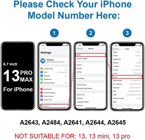 MMOBIEL Front Glass Repair Kit Compatible with iPhone 13 Pro Max - 6.7 inch 2021 - Lens Screen Replacement Repair Kit - Incl. Toolkit in Saudi Arabia
