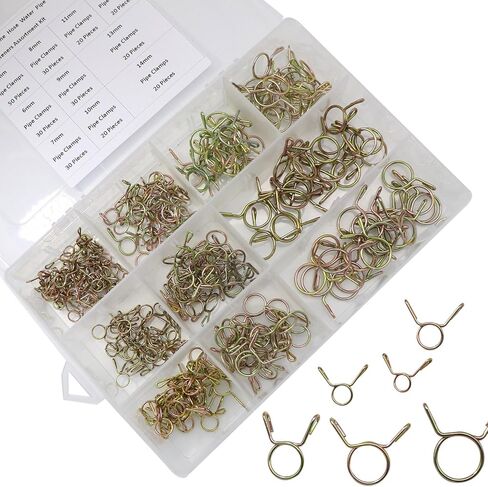 270 قطعة خط الوقود خرطوم أنابيب مشابك زنبركية مجموعة متنوعة للدراجات النارية سكوتر ATV (10 حجم 5/6/7/8/9/10/11/12/13/14 مللي متر) in Kuwait