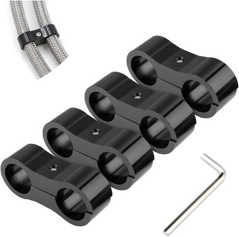 4PCS Hose Separator Clamp, Aluminum Fuel Line Mounting Clamps with Wrench, Divider Hose Fitting Adapter Fit for Fuel Hose, Oil Line, Brake Line, Water Pipe and Gas Line (4AN) in Saudi Arabia