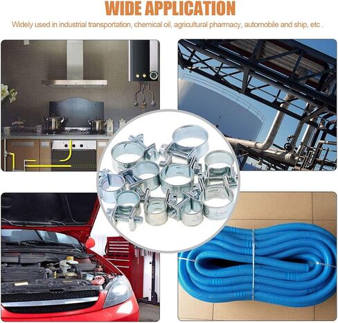 Keadic 60Pcs 10 Sizes Adjustable Zinc Plated Carbon steel Mini Fuel Injection Style Hose Clamp Assortment Kit for Various Diesel Petrol Pipe in Saudi Arabia