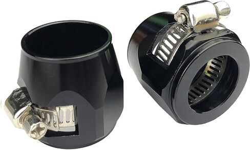 4AN Hex Hose Finisher Clamp Fuel Line Hose End Fitting Oil Water Pipe Adapter Black Aluminum, Pack of 2 in Saudi Arabia