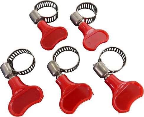 Tech Team #00853, Band Clamps 5/16" wide, 1/4" - 5/8" (6-16 mm) diameter, Adjustable Key Style, Stainless Steel Hose Clamps, Easy-Turn Plastic Thumb Screw, 5 pcs. in Saudi Arabia