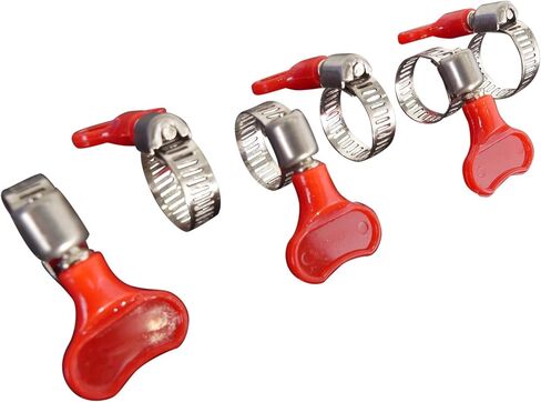 Tech Team #00853, Band Clamps 5/16" wide, 1/4" - 5/8" (6-16 mm) diameter, Adjustable Key Style, Stainless Steel Hose Clamps, Easy-Turn Plastic Thumb Screw, 5 pcs. in Saudi Arabia