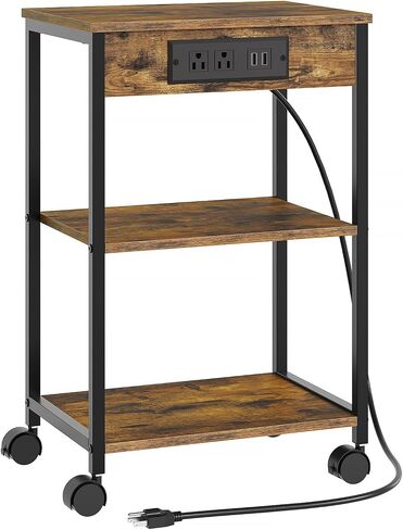 Printer Table Stand, Mobile 3 d. Printer Stand, Small Printer cart with Charging Station and Wheels, Home Printer Stand for File Storage, Retro Brown DY01MFB in Saudi Arabia