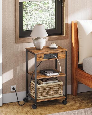 Printer Table Stand, Mobile 3 d. Printer Stand, Small Printer cart with Charging Station and Wheels, Home Printer Stand for File Storage, Retro Brown DY01MFB in Saudi Arabia