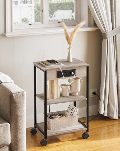 Printer Table Stand, Mobile 3 d. Printer Stand, Small Printer cart with Charging Station and Wheels, Home Printer Stand for File Storage, Retro Brown DY01MFB in Saudi Arabia