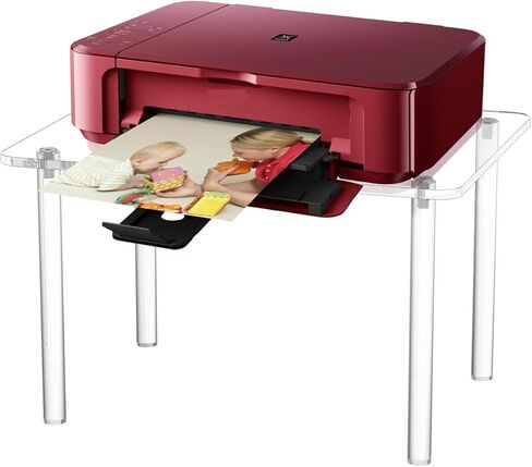 حامل طابعة أكريليك - مكتب أكريليك مقاس 9 بوصات ارتفاع للمكتب والمنزل، رف تخزين طاولة طابعة سطح مكتب صغير للمكتب والمطبخ 15.55 بوصة طول × 11.61 بوصة عرض × 9.25 بوصة ارتفاع. in Kuwait