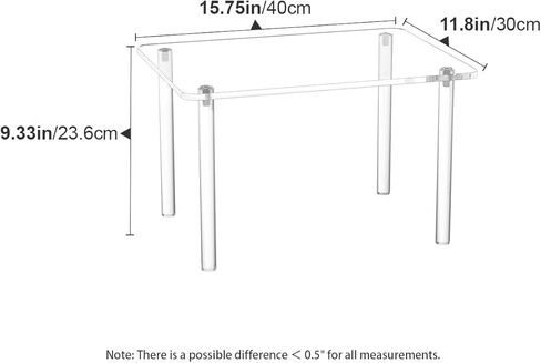 حامل طابعة أكريليك - مكتب أكريليك مقاس 9 بوصات ارتفاع للمكتب والمنزل، رف تخزين طاولة طابعة سطح مكتب صغير للمكتب والمطبخ 15.55 بوصة طول × 11.61 بوصة عرض × 9.25 بوصة ارتفاع. in Kuwait