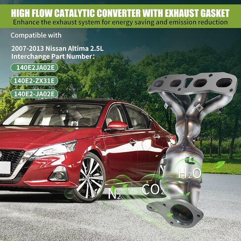 Catalytic Converter Compatible with Nissan Altima 2.5L L4 Engine 2007 2008 2009 2010 2011 2012 2013 140E2-ZX31E 140E2-JA02E Exhaust Manifold with Gasket in Kuwait