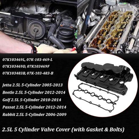 07K103469L غطاء صمام المحرك مع استبدال صمام PCV لـ 2006-2014 VW Jetta Golf Passat Beetle Rabbit SportWagen 2.5L 5-Cylinder جزء # 07K-103-469-L 07K-103-469-F in Saudi Arabia