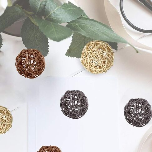 15 Pcs Wicker Rattan Balls Table Wedding Party Christmas Decoration Decorative Balls for Bowls, Vase Filler, Coffee Table Decor, Wedding Party Decoration Garden Hanging Decoration (Natural Brown Gray) in Saudi Arabia