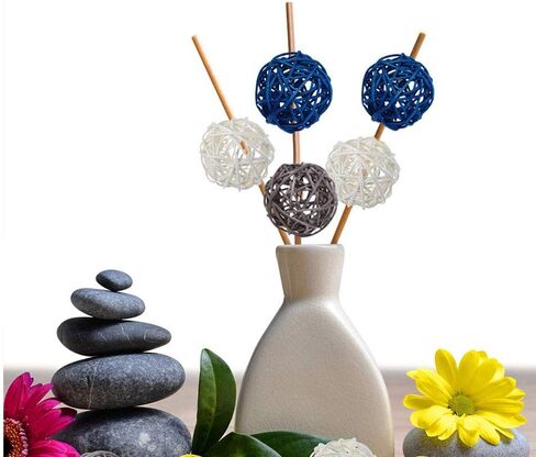 15 قطعة من كرات الخوص الروطان لطاولة الزفاف وحفلات الكريسماس لتزيين الأطباق، وحشو المزهرية، وديكور طاولة القهوة، وديكور حفلات الزفاف، وديكور معلق للحديقة (بني رمادي طبيعي) in Kuwait