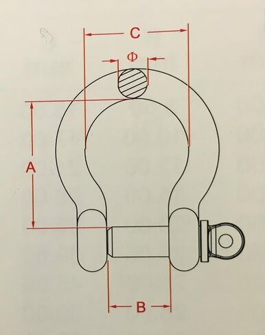 US STAINLESS Stainless Steel 316 Bow Shackle 3/4" (19mm) Marine Grade in Saudi Arabia