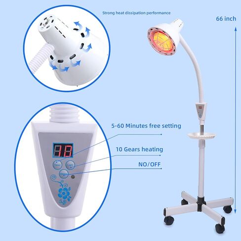 Infrared-Light-Red-Heat-lamp - 275W Near Red Infrared Heat Lamp for Relieve Joint Pain and Muscle Aches for Body Standing Heat Lamp in Kuwait