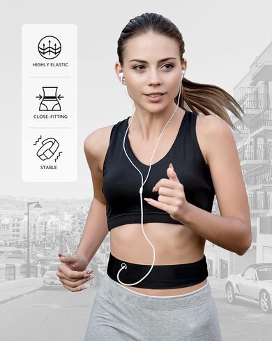 حزام الجري WATERFLY: حزام خصر مرن نحيف للرجال والنساء، حقيبة خصر للعداء الماراثون والركض، حزام رياضي للتمارين الرياضية واللياقة البدنية والركض وحزام حامل الهاتف in Kuwait