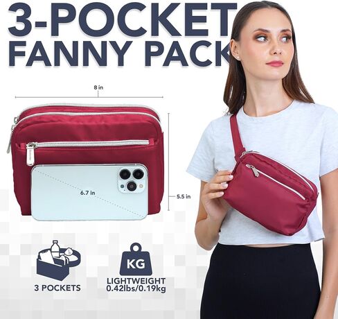 حقيبة حزام White Fanny Pack للنساء I Cross Body Fanny Packs للنساء - حقائب طويلة تمر بالجسم حقيبة خصر صغيرة للرجال - حقيبة خصر أنيقة - بدون استخدام اليدين للمشي لمسافات طويلة والجري والهالوين والسفر in Kuwait