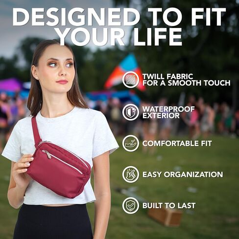 حقيبة حزام White Fanny Pack للنساء I Cross Body Fanny Packs للنساء - حقائب طويلة تمر بالجسم حقيبة خصر صغيرة للرجال - حقيبة خصر أنيقة - بدون استخدام اليدين للمشي لمسافات طويلة والجري والهالوين والسفر in Kuwait