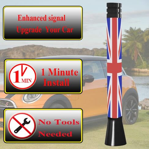 4 Inch Red Flag Short Antenna for BMW Mini Cooper (2001-2022), Mini Cooper Antenna Replacement Mast in Saudi Arabia