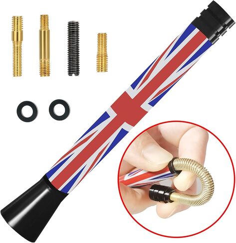 4 Inch Red Flag Short Antenna for BMW Mini Cooper (2001-2022), Mini Cooper Antenna Replacement Mast in Saudi Arabia