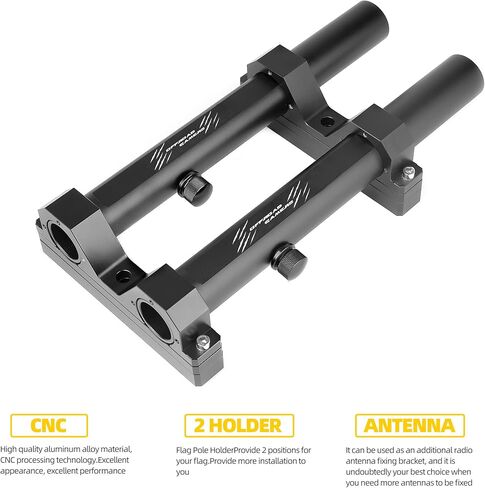 Antenna Mount Flagpole Holder 2 Pole Mount Tailgate Hinge Double Flagpole Bracket Compatible with 2007-2023+ Wrangler JK/JKU JL/JLU in Kuwait